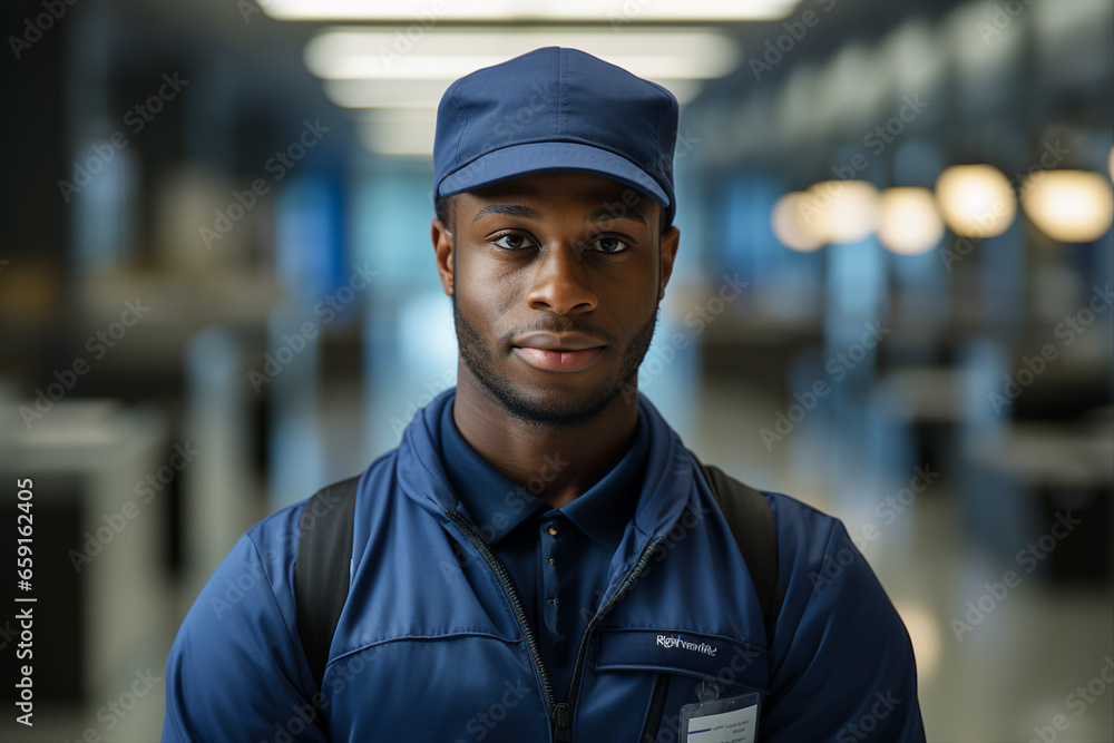 Generative AI portrait of multinational ethnicity person mail service worker uniform Generative AI portrait of multinational ethnicity person mail service worker uniform