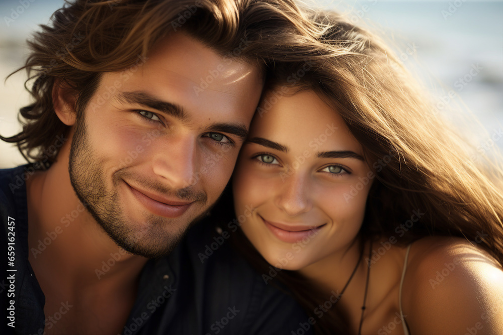 Amazing tender couple portrait two lovers spending time together Generative IA Amazing tender couple portrait two lovers spending time together Generative IA