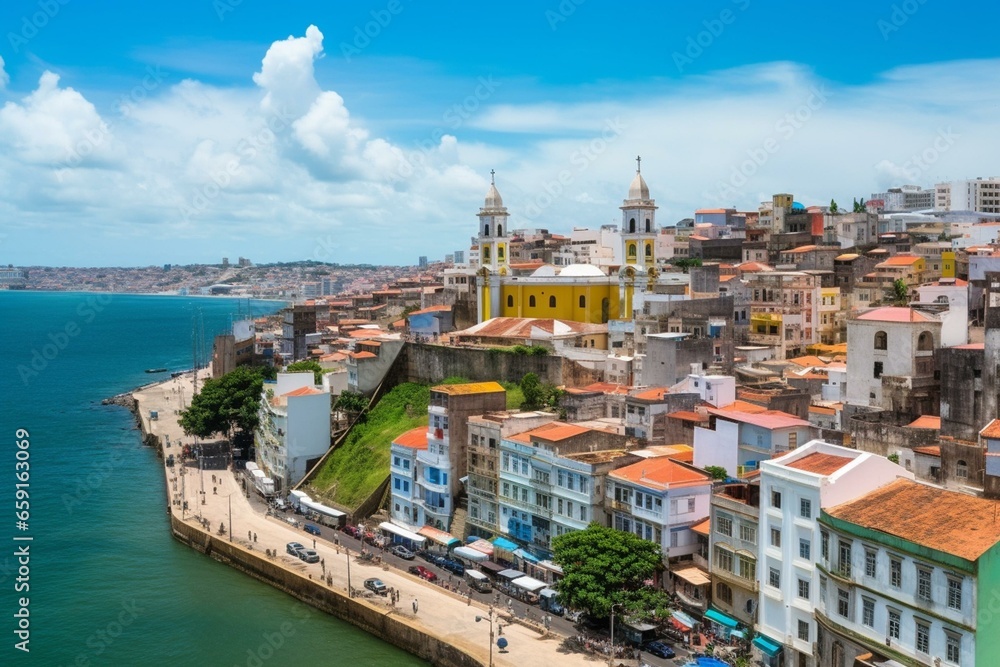 Panoramic view of Salvador, Brazil. Generative AI