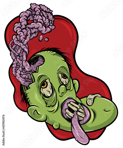 Zombie Head in a Puddle of Blood