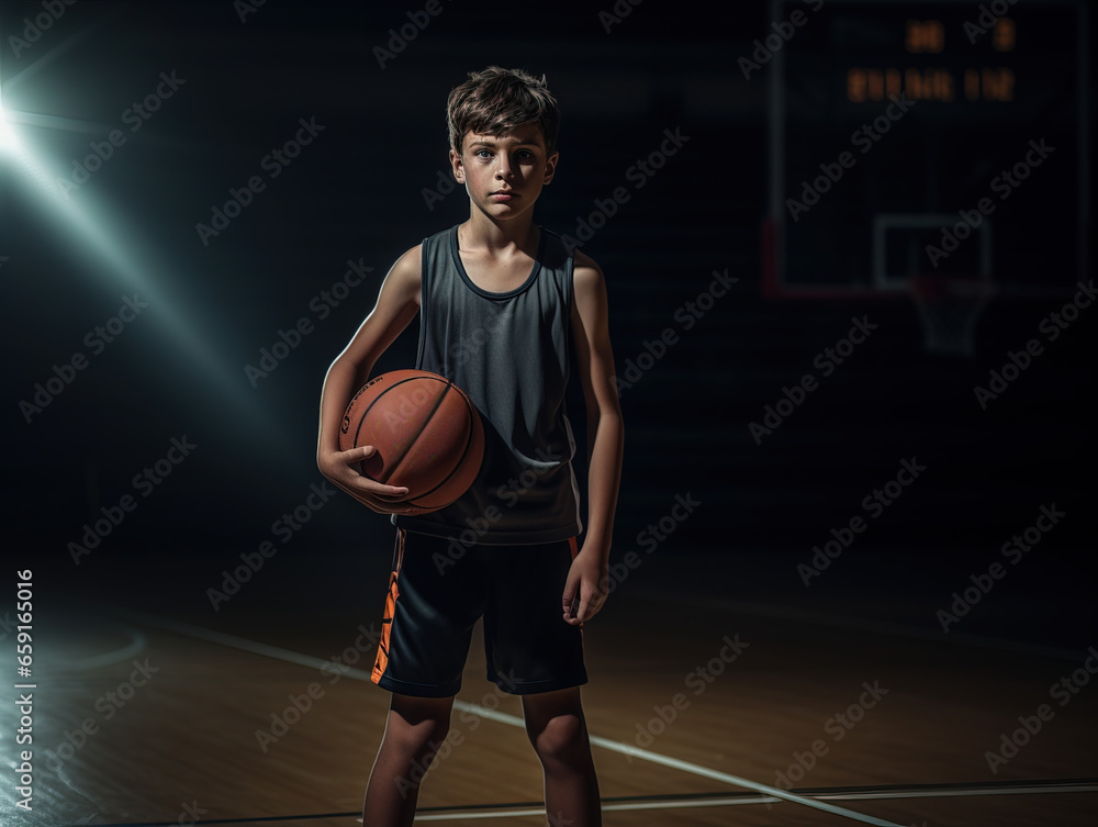  child basketball player with ball