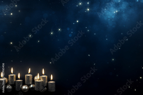Candles burning on blue luxury background  generative ai