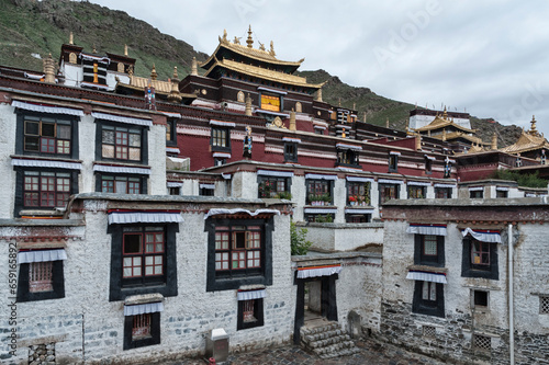 The Tashilhunpo Monastery and its golden roof in Shigatse Tibet China photo