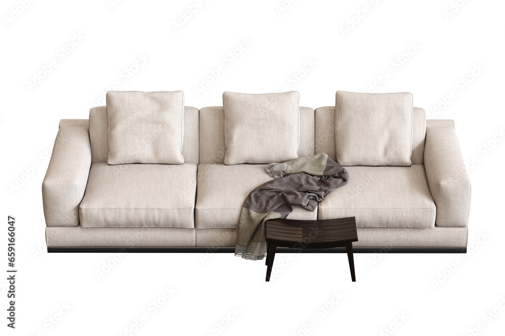 Naklejka premium sofa isolate on a transparent background, interior furniture, 3D illustration, cg render 