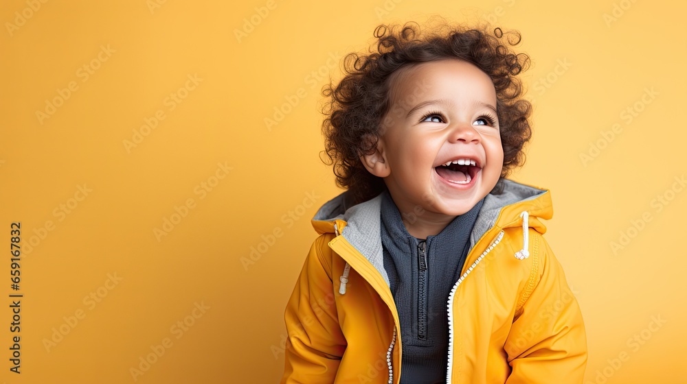 Happy young child, who is smiling and laughing, wearing bright clothes Happy young child, who is smiling and laughing, wearing bright clothes