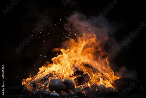 An image of a burning fire. Generative AI