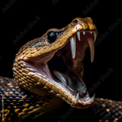 close-up portrait of cobra snake, generative ai