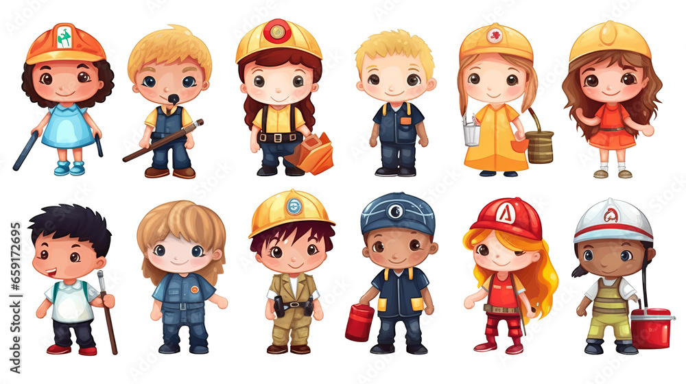 Vector characters with jobs different occupation. isolated transparent background Vector characters with jobs different occupation. isolated transparent background