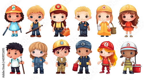 Wallpaper Mural Vector characters with jobs different occupation. isolated transparent background Torontodigital.ca