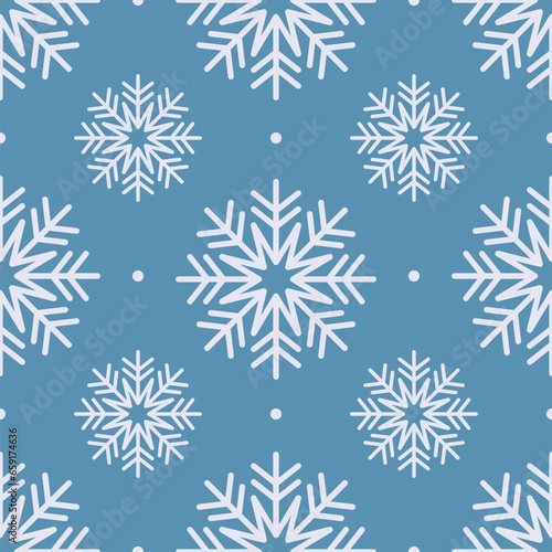 Snowflakes Christmas and New Year seamless pattern. Design for banner, poster or print.