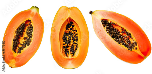 papaya fruit isolated on transparent background  photo