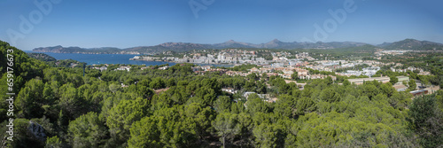 Mallorca, Spain - 8 Oct, 2023: Views of Santa Ponsa from Puig de sa Morisca archaeological site photo
