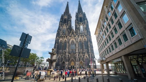 Cologne cathedral (dom) church time lapse hyperlapse video, cologne germany old town view. photo