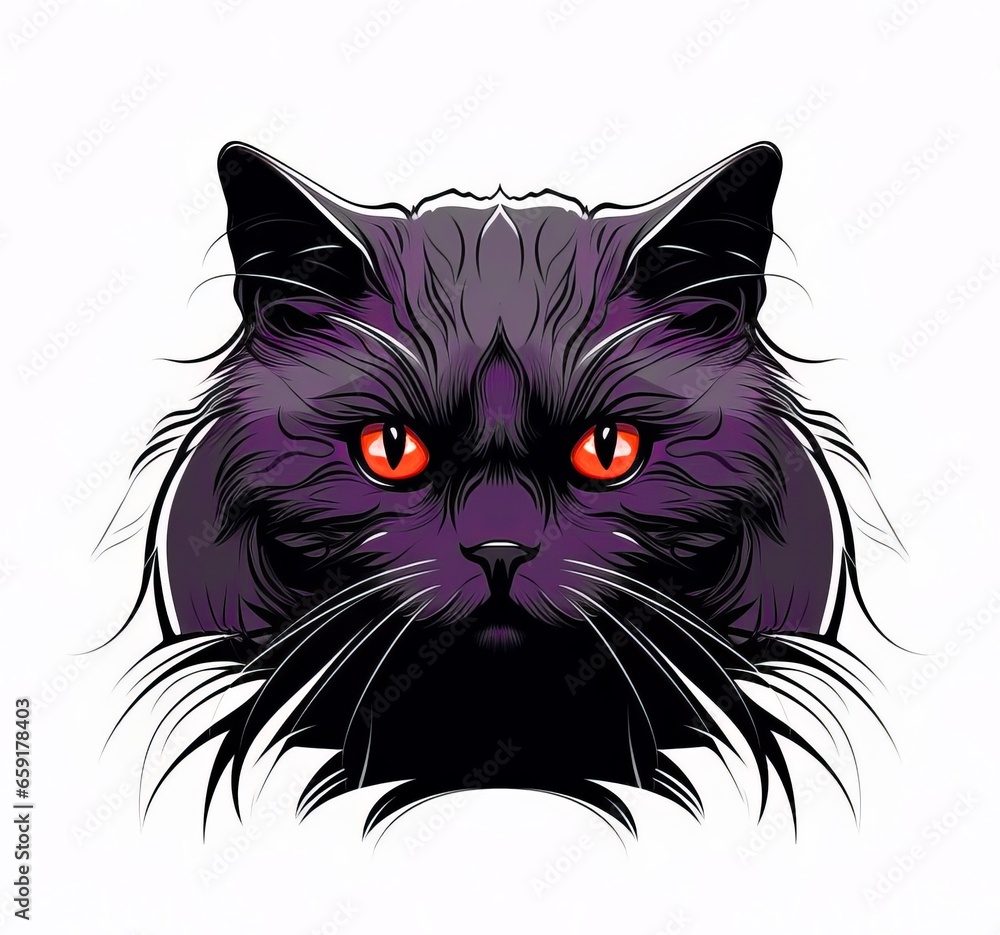 A face of a cat with bright colors. An illustration of a cat with a mystical style. A symmetrically drawn cat head. A symmetrical face of a cat looking straight ahead.
A face of a cat with bright colors. An illustration of a cat with a mystical style. A symmetrically drawn cat head. A symmetrical face of a cat looking straight ahead.