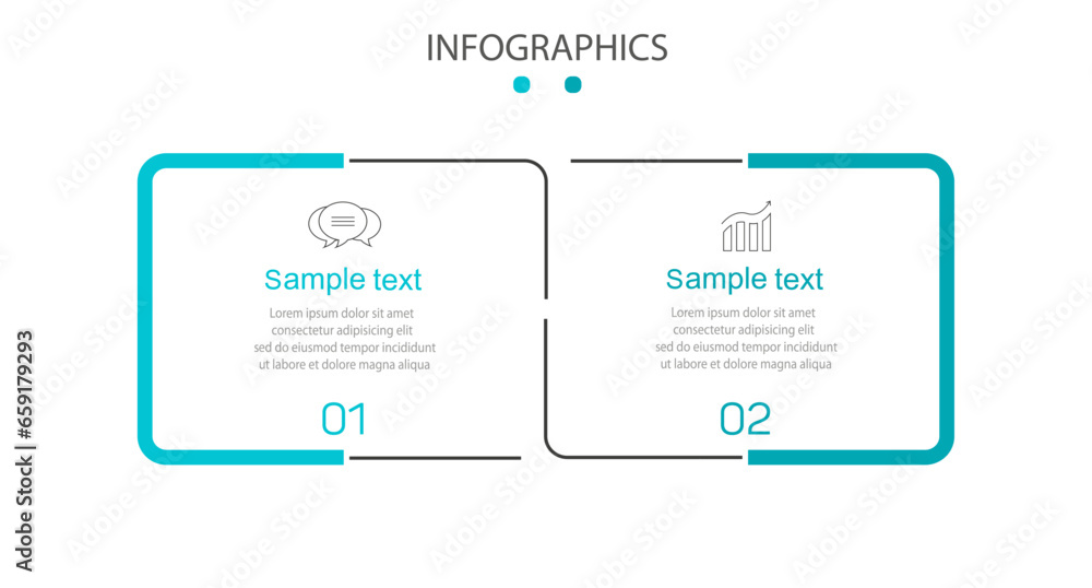 Vector infographic design template with icons and 2 options or steps. Can be used for process diagram, presentations, workflow layout, flow chart, info graph