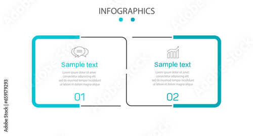 Vector infographic design template with icons and 2 options or steps. Can be used for process diagram, presentations, workflow layout, flow chart, info graph