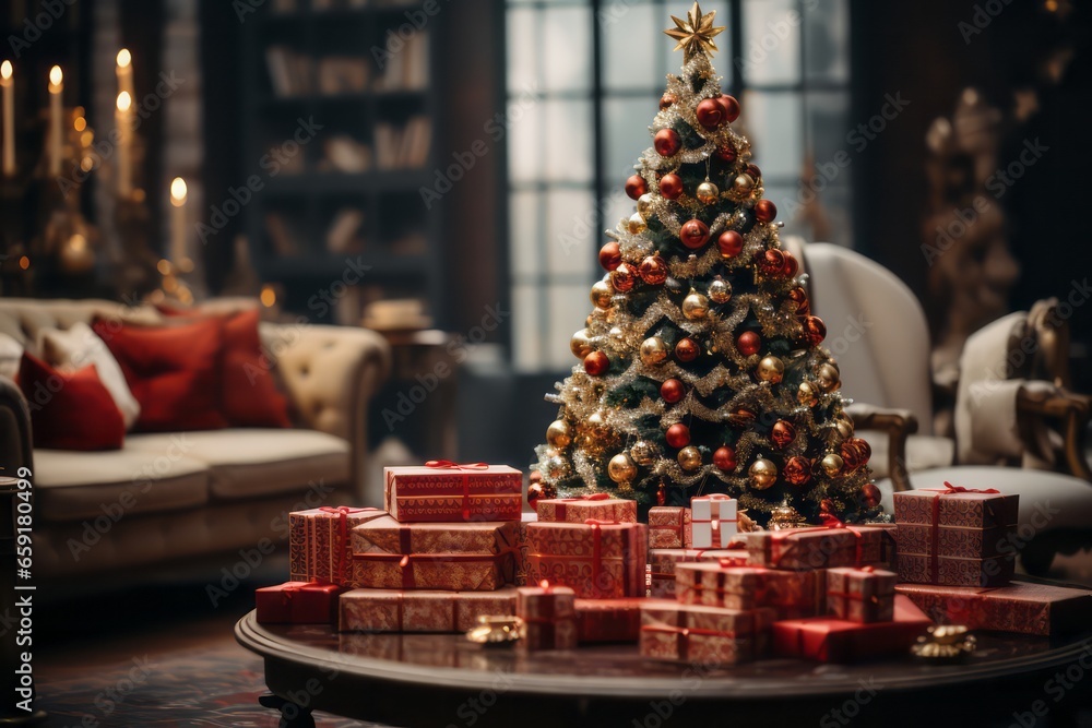 Christmas tree surrounded by gifts