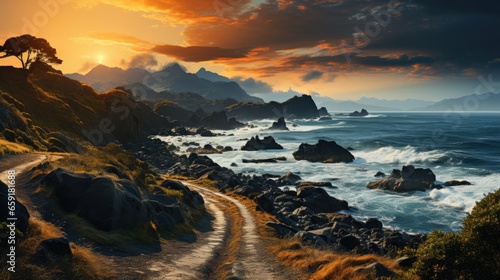 Amazing landscape inspired by Madeira - fictional landmark illustration