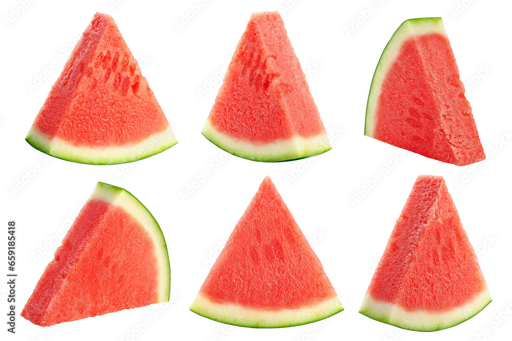 Watermelon without seeds isolated on white background, clipping path, full depth of field Watermelon without seeds isolated on white background, clipping path, full depth of field