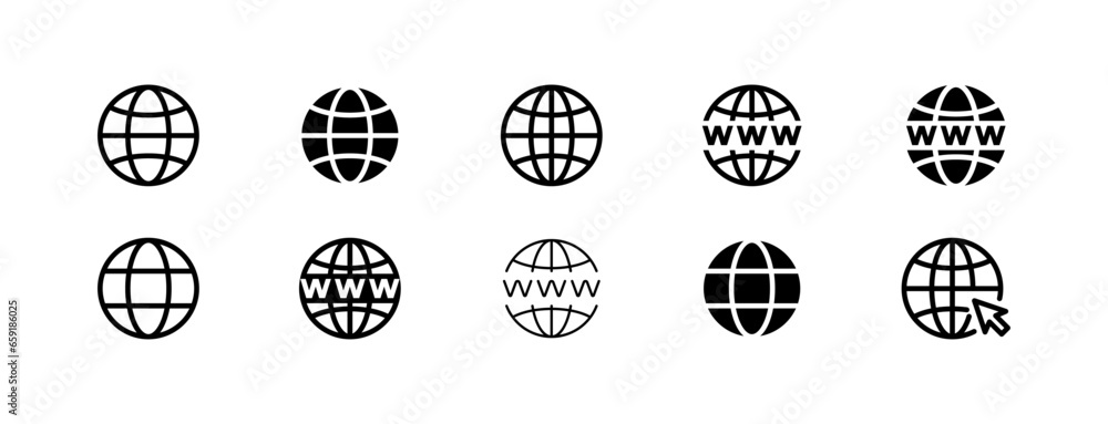 Globe icon set. World global line icon www earth web icons . website icon for contact icons Globe icon set. World global line icon www earth web icons . website icon for contact icons