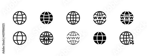 Globe icon set. World global line icon www earth web icons . website icon for contact icons