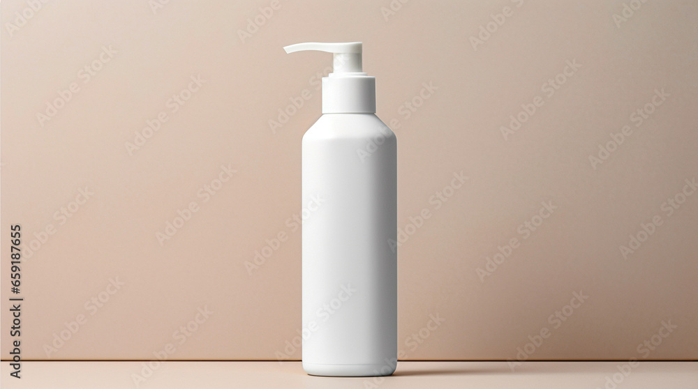 Mockup of a white plastic bottle for cosmetic Mockup of a white plastic bottle for cosmetic