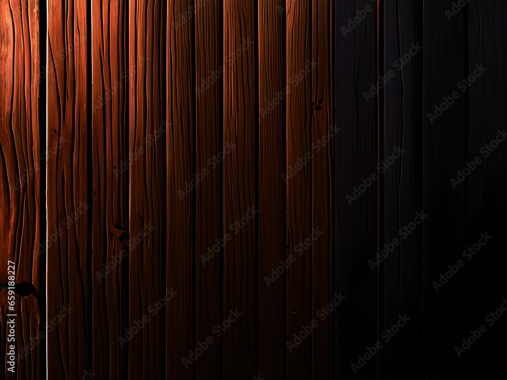 Naklejka premium Dark, red, brown wooden texture background made of wood and planks. AI generated.