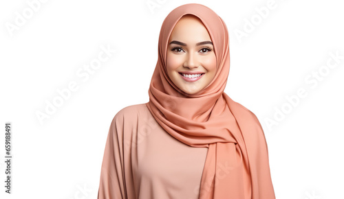 Girl in HIjab smiling and raising hands