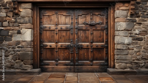 An old rustic wooden door. Generative AI
