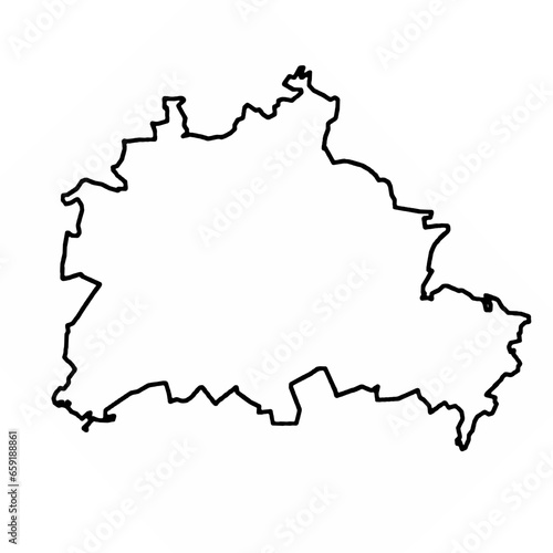 Outline of the CIty Berlin, city limits, map cut out, Germany