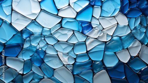 Aqua blue and white broken glass mosaic. Generative AI