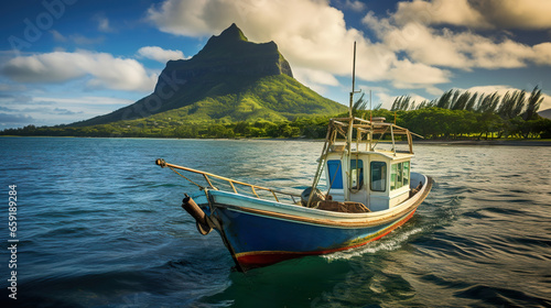 A fishing boat off the coast of the tropical island of Mauritius © Vlad