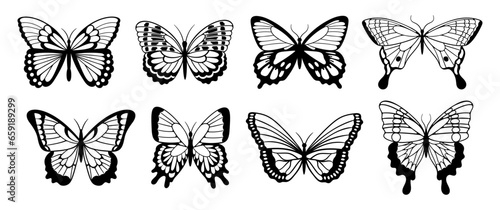 Artistic Set Of Black Butterfly Silhouettes, Capturing The Grace And Beauty Of These Delicate Creatures © Hanna Syvak
