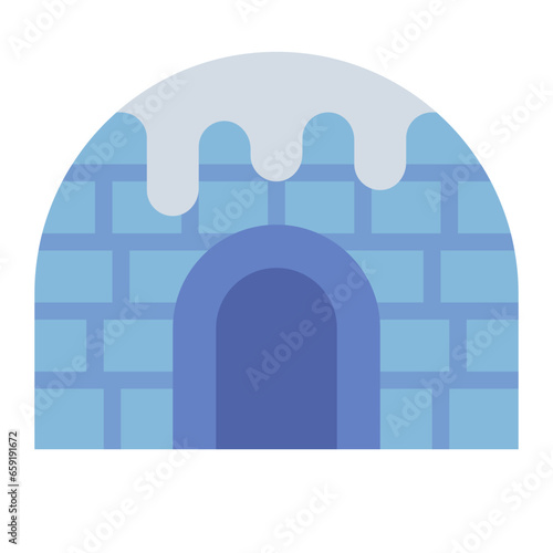Igloo eskimo home building flat icon