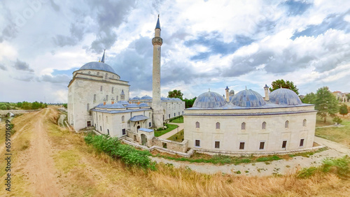 Bayezid II Mosque Complex in Edirne, Turkey. Historical 15th century Ottoman architectural masterpiece. Surrounded by serene gardens, it contains a Dar al-Shifa hospital medical center and museum. photo