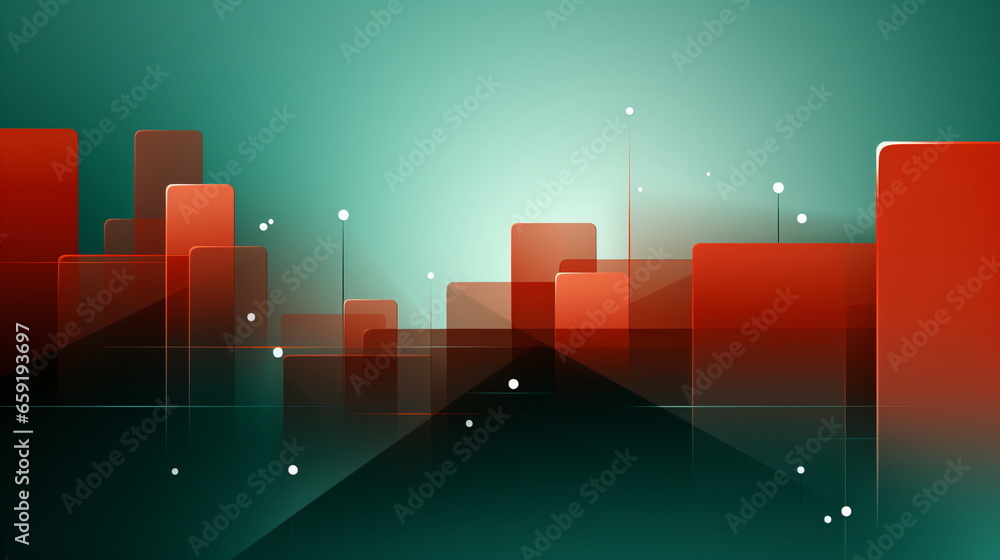 Fototapeta premium Minimalist Red on a Green background Abstract