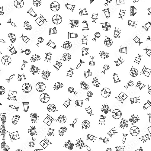 3D glass, Photo Camera, Cinema Hall Seamless Pattern for printing, wrapping, design, sites, shops, apps