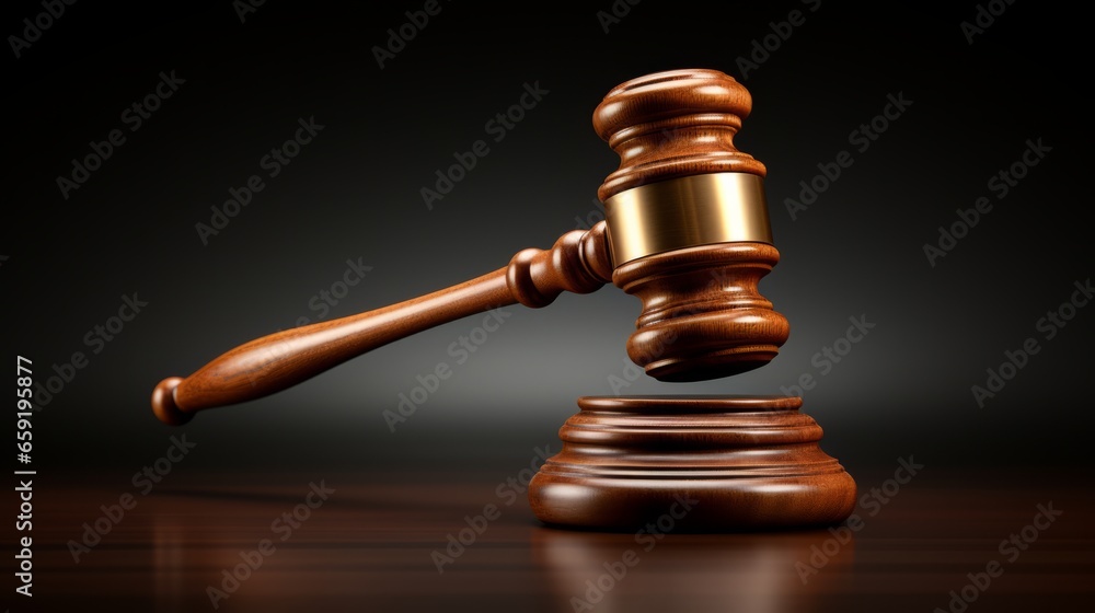 Classic Justice gavel isolated on white background. Generative AI