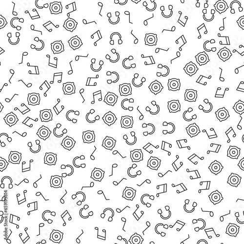 Musical Note  Loud Speaker  Headphones Seamless Pattern for printing  wrapping  design  sites  shops  apps