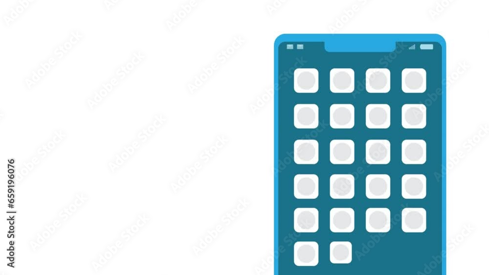 animation of smartphone with many apps appearing animation of smartphone with many apps appearing