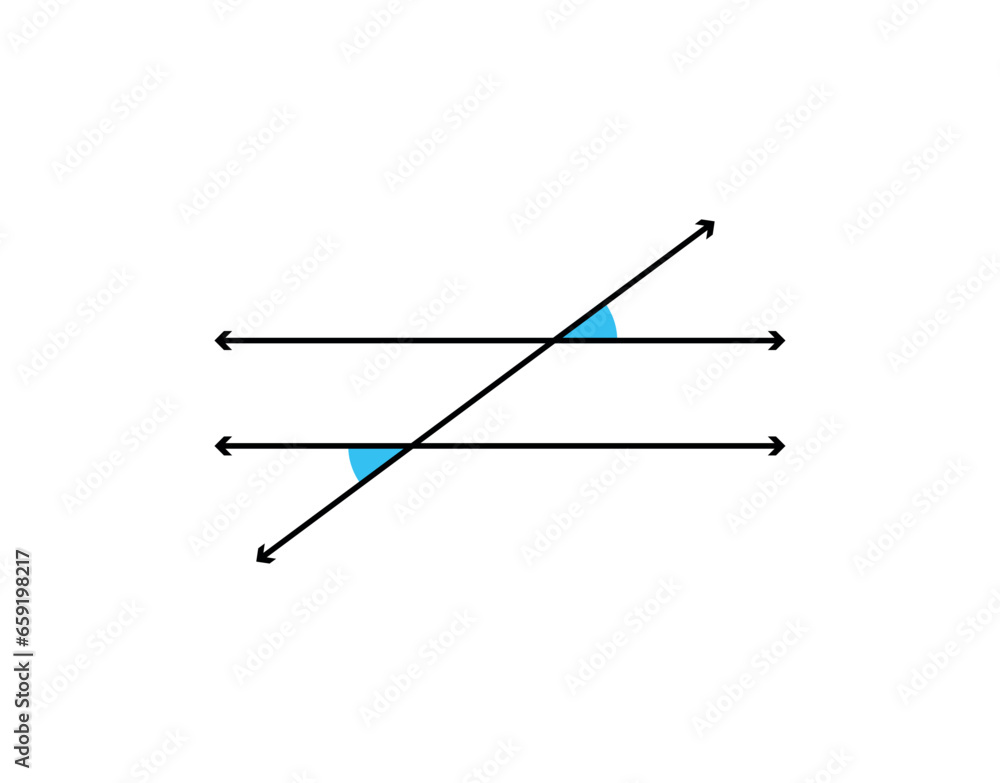 Alternate exterior angles with parallel lines illustration. Alternate exterior angles with parallel lines illustration.