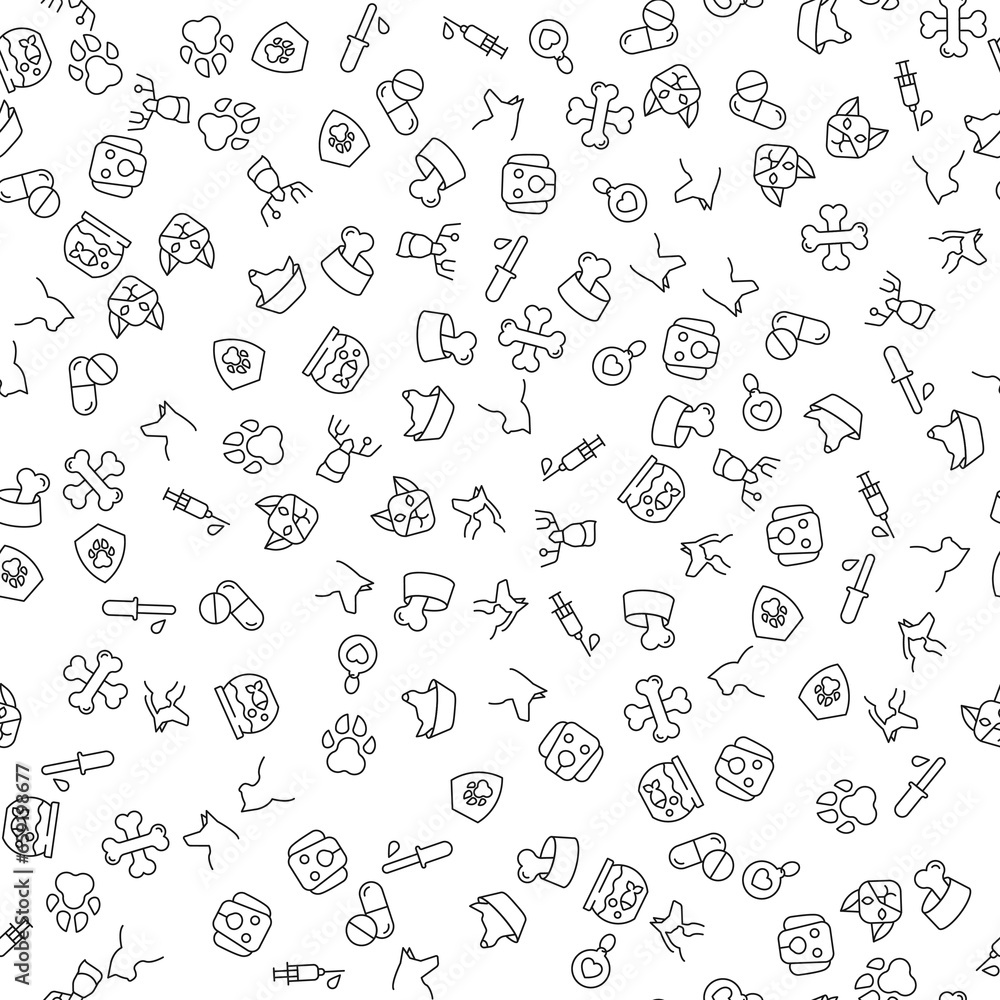 Dog, Cat, Fish, Paw Seamless Pattern for printing, wrapping, design, sites, shops, apps