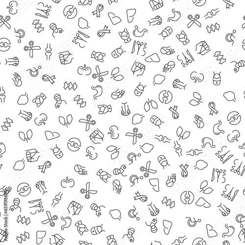 Internal Organs  Nurse  Scissors  Lungs  Liver  Knuckles  Dropper  Cancer Seamless Pattern for printing  wrapping  design  sites  shops  apps