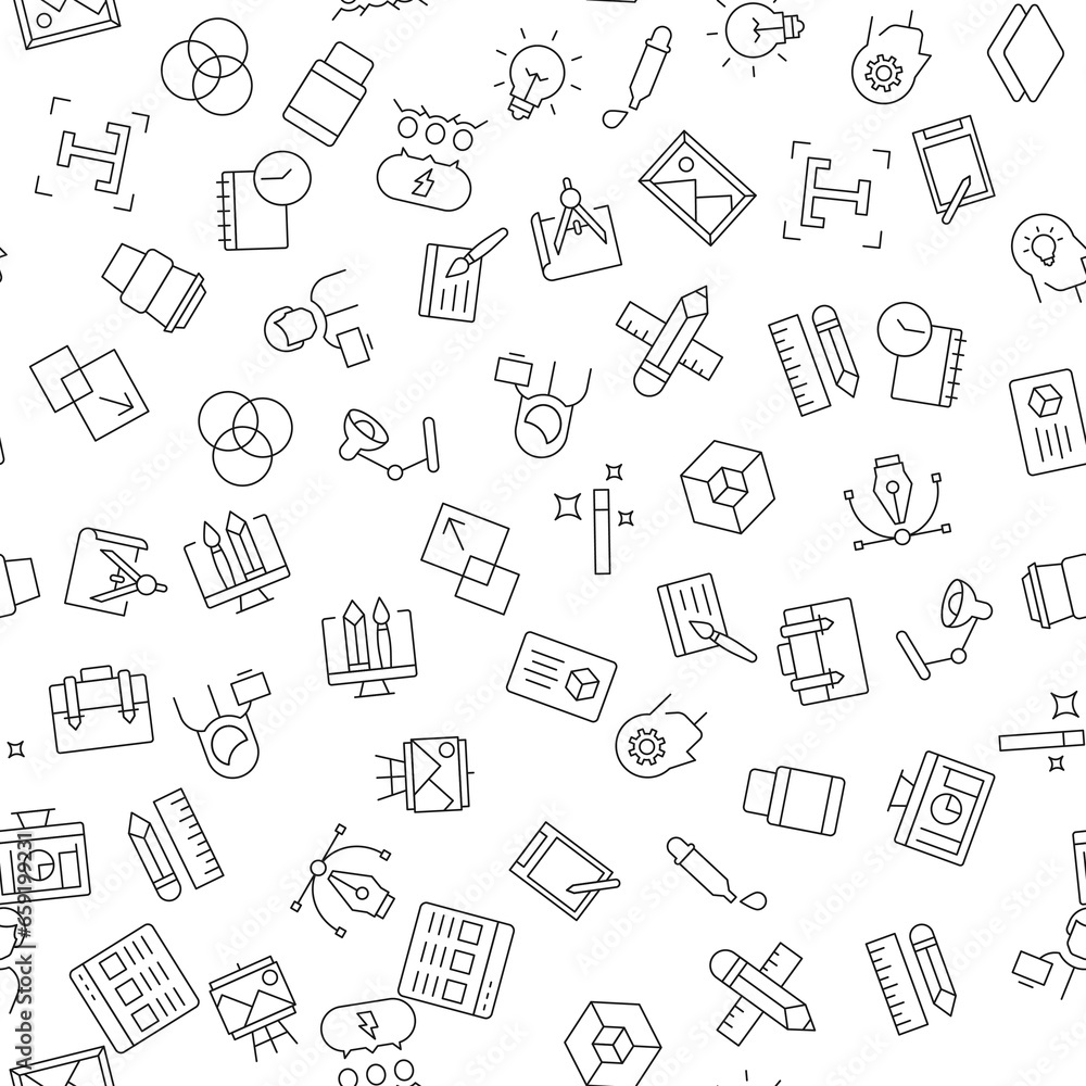Supplies of Graphic Designer Seamless Pattern for printing, wrapping, design, sites, shops, apps Supplies of Graphic Designer Seamless Pattern for printing, wrapping, design, sites, shops, apps
