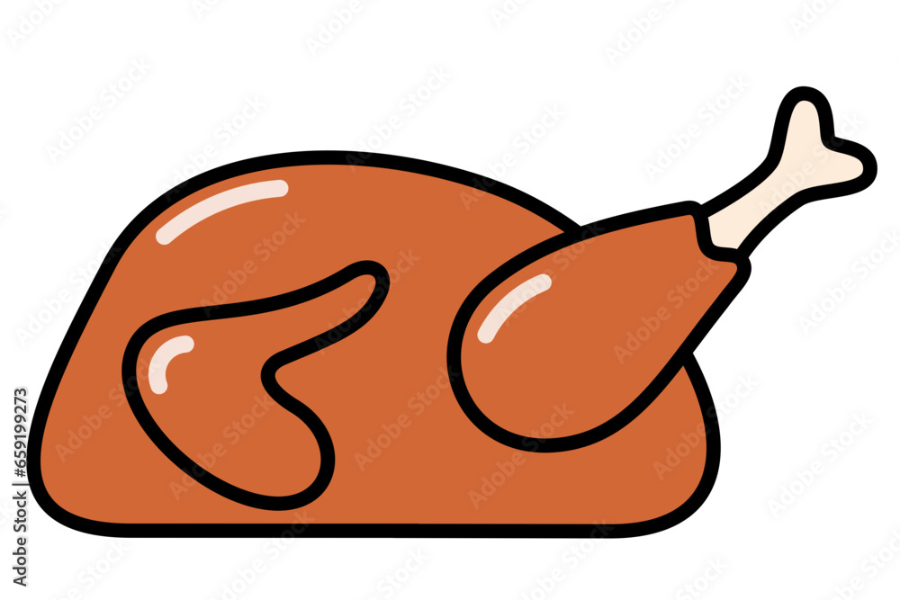 Obraz premium delicious roast chicken cartoon vector