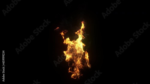 Small fire, camp fire, torch fire - 4K Pro Res with mask pass
