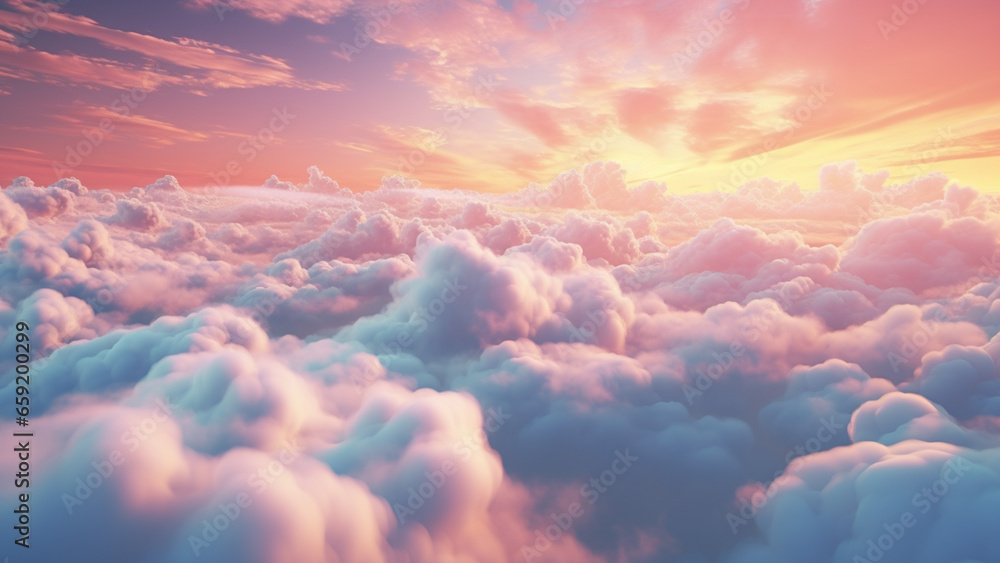 Pastel Sky: A Beautiful Blend of Soft Colors in the Clouds, Soft Hues of the Sky: A Pastel Palette in the Clouds.