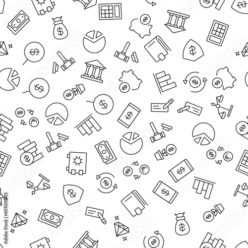 Money, Progress, Pie Chart, Business, Economy Seamless Pattern for printing, wrapping, design, sites, shops, apps