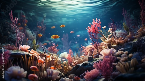 Dreamy underwater world paper art. Generative AI