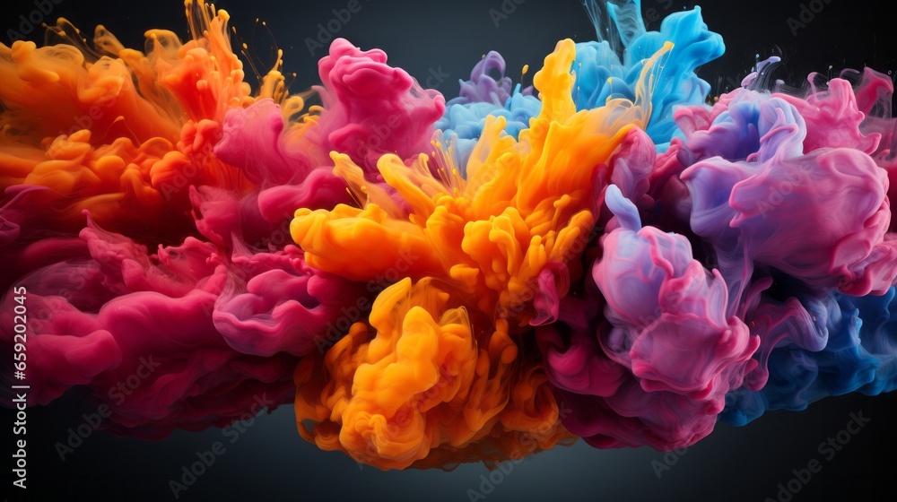 Explosion of colorful liquid creating a mesmerizing. Generative AI Explosion of colorful liquid creating a mesmerizing. Generative AI